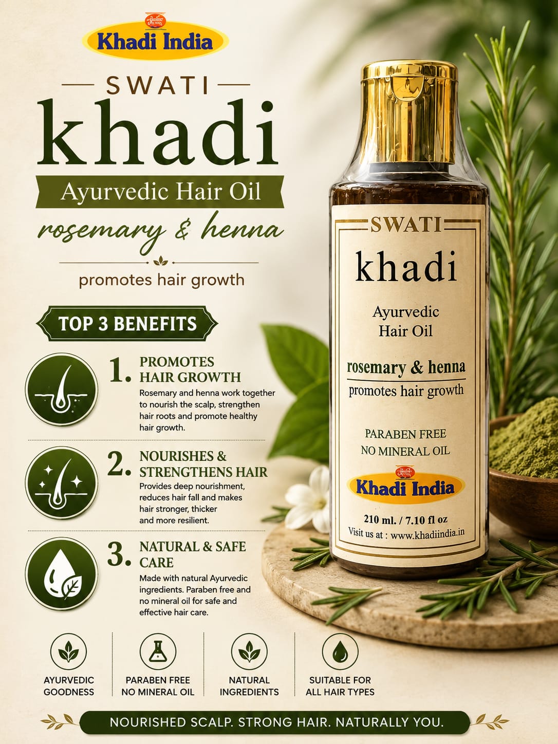 Khadi rosemarry henna hair oil